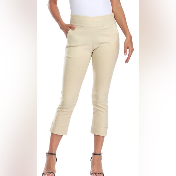 New HDE Capri Pull On Slimming Pants Khaki Women’s - Picture 1 of 9